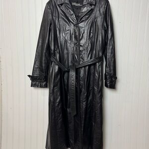 Wilson Black Leather Trench Coat